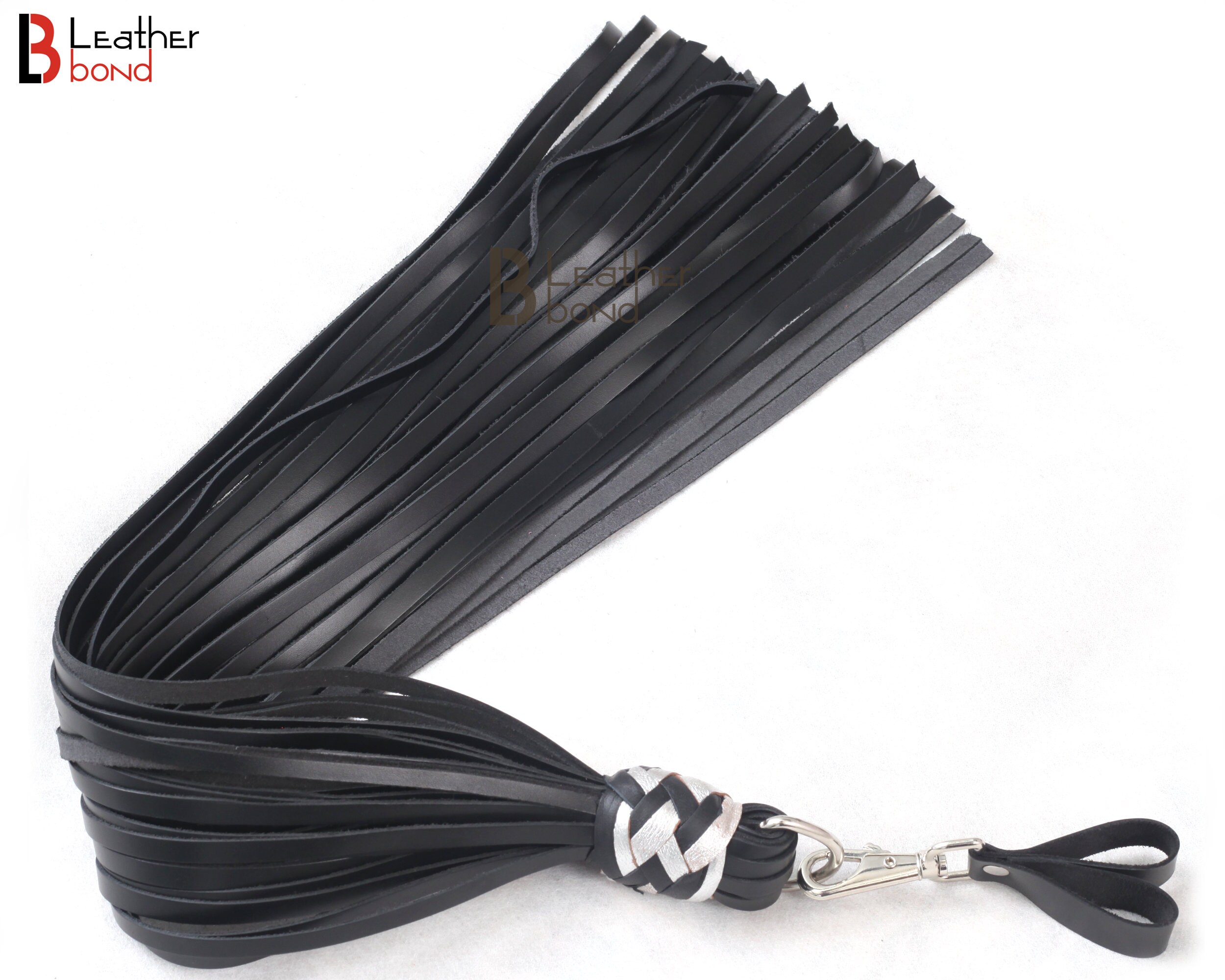 Black Genuine Cow Skin Mild Leather Flogger with 50 thick Tails whip Black Genuine Cow Skin Mild Leather Flogger with 50 thick Tails whip