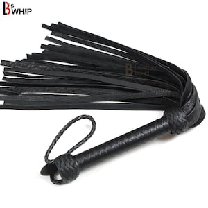 Real Genuine Cow Hide Leather Flogger 100 Falls Black Heavy Duty Thuddy  whip