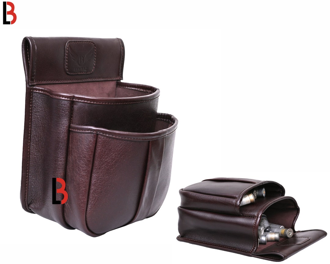 Cowhide Leather Trap Shooting Waist Bag Ammo Shot Gun Storage Shell