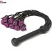 Real Genuine Cow Hide Leather Flogger 9 Braided Falls Heavy Purple Roses & Steel Studs Cat-o-nine Tails