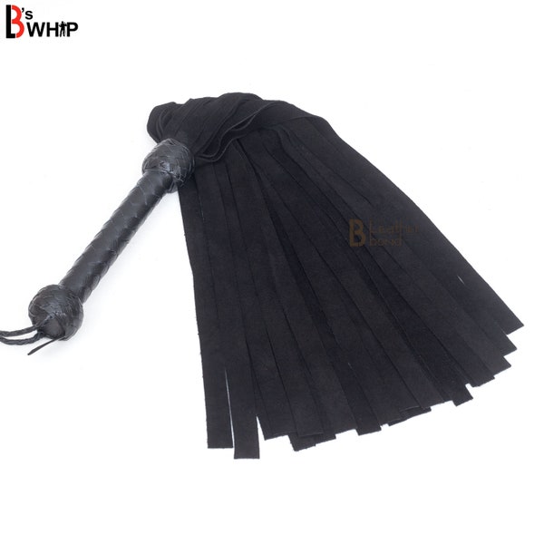 Real Genuine Cow Hide Suede Leather Flogger 25 Falls Black Light Weight Suede Falls for Warm up