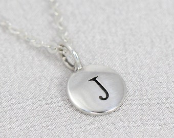 Initial Necklace, Sterling Silver, Birthday Gift for Her, Personalized Jewelry, Dainty Initial Disc Necklace, Birthday Present for Women