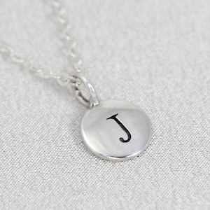 Initial Necklace, Sterling Silver, Birthday Gift for Her, Personalized Jewelry, Dainty Initial Disc Necklace, Birthday Present for Women