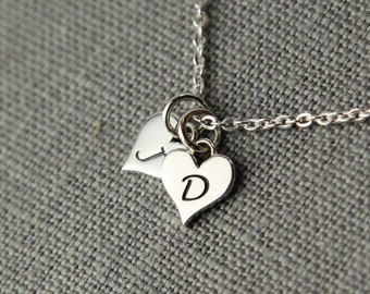 Long Distance Relationship Necklace for Girlfriend from Boyfriend, Couples Jewelry, Girlfriend Necklace, Personalized Heart Necklace Initial