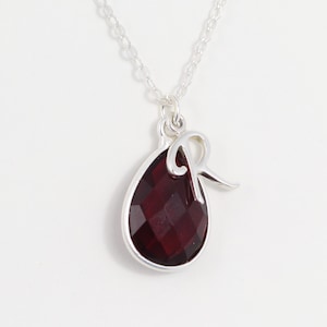 Collar de piedra de nacimiento de enero, joyas granates, regalo de empuje, regalo de Navidad para nueva mamá, abuela, carta de plata esterlina y piedra preciosa natural