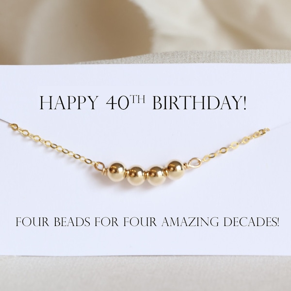 40th Birthday Gift for Sister, 4 Beads for 4 Decades Bracelet, 40th Birthday Present for Women, Gift for Fortieth Birthday, Custom Jewelry