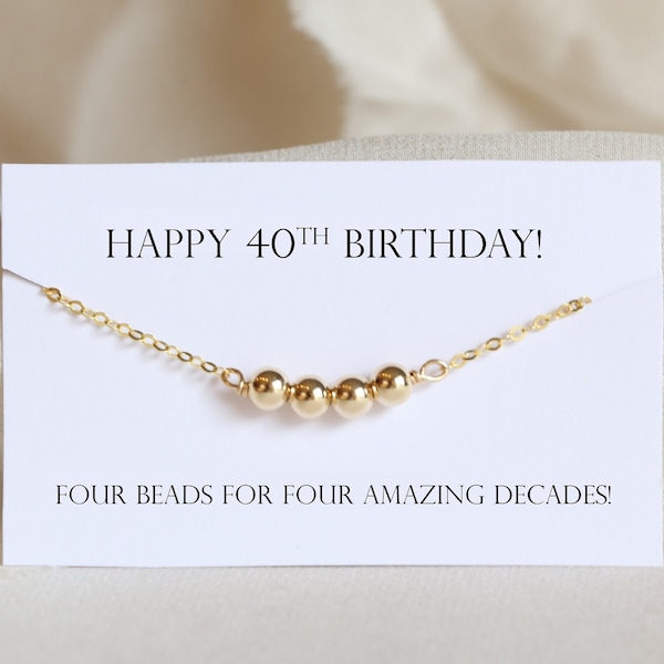 40th Birthday Gift for Daughter, 4 Beads for 4 Decades, Birthday Present from Mom, 40th Birthday Bracelet for Best Friend, Women, Her, Boss