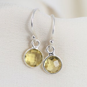 Sterling Silver Citrine Earrings, November Birthday Gift For Her, Natural Gemstone Drop Earrings, November Birthstone Jewelry, Pale Yellow