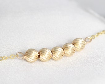 50th Birthday Gift for Her, Bracelet with 5 Beads for 5 Decades, Dainty Gold Bracelet for Mom, Grandma, Sister, Milestone Birthday Present