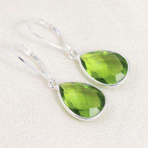 August Birthday Gift for Mom, Peridot Drop Earrings, Birthday Present for Her, Women, August Birthstone Earrings, Natural Gemstone Jewelry