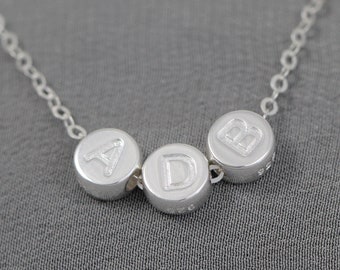 Personalized Mom Necklace with Initials in Sterling Silver or Gold Fill, Custom Letter Jewelry, Christmas Gift for Mother, Grandma, Mommy