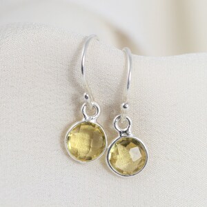 Dainty Citrine Earrings in Sterling Silver, Raw Gemstone Jewelry,  Tiny Drop Earrings, Personalized Birthstone Jewelry, Christmas Gift Teen