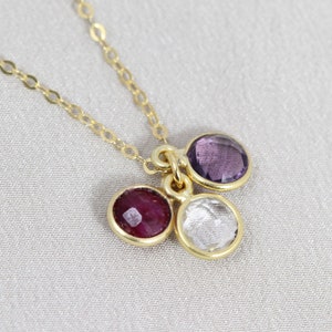 Gold Mom Necklace, Birthstone Jewelry, Mothers Day Gift for Grandma, Mommy, Natural Gemstone, Sterling Silver or 14kt Gold Fill, Dainty