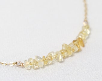 Gold Citrine Necklace, Raw Gemstone Jewelry, November Birthstone Necklace, Dainty Bar Layering Necklace, November Birthday Gift for Women