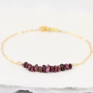 Gold Ruby Bracelet, Genuine Gemstone Jewelry, Raw Ruby Bracelet, July Birthstone Jewelry, Birthday Gift for Her, Natural, Boho Jewelry
