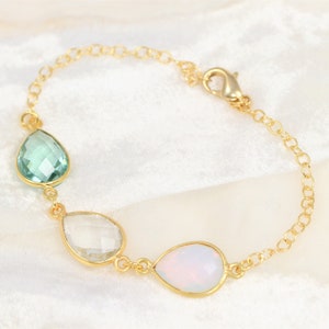 New Grandma Bracelet, Personalized Birthstone Jewelry, Grandma, Birthday Gift for Grandmother Bracelet, 18kt Gold Vermeil, Natural Gemstones