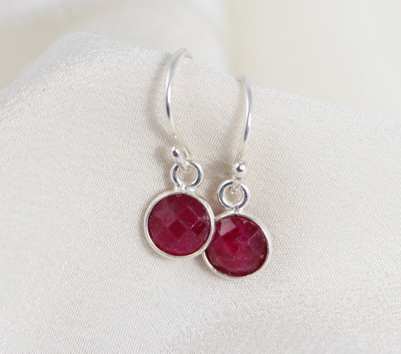 Sterling Silver Ruby Jewelry July Birthstone Earrings Gift | Etsy