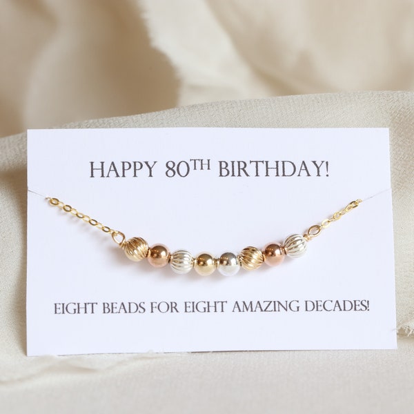 80th Birthday Gift for Grandma, 8 Beads for 8 Decades Bracelet, 80th Birthday Present for Grandmother, 80th Birthday Bracelet, Jewelry Her