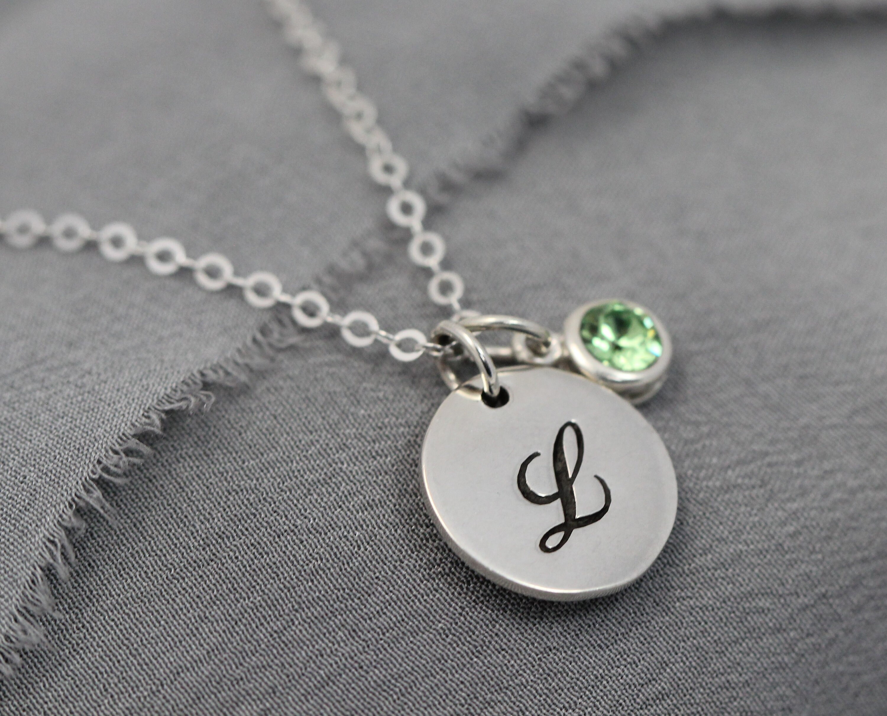 Personalized Initial Necklace With Birthstone Sterling Silver - Etsy