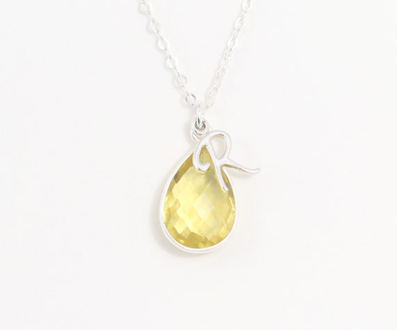 November Birthstone Necklace for Mom Gift Natural Citrine Jewelry