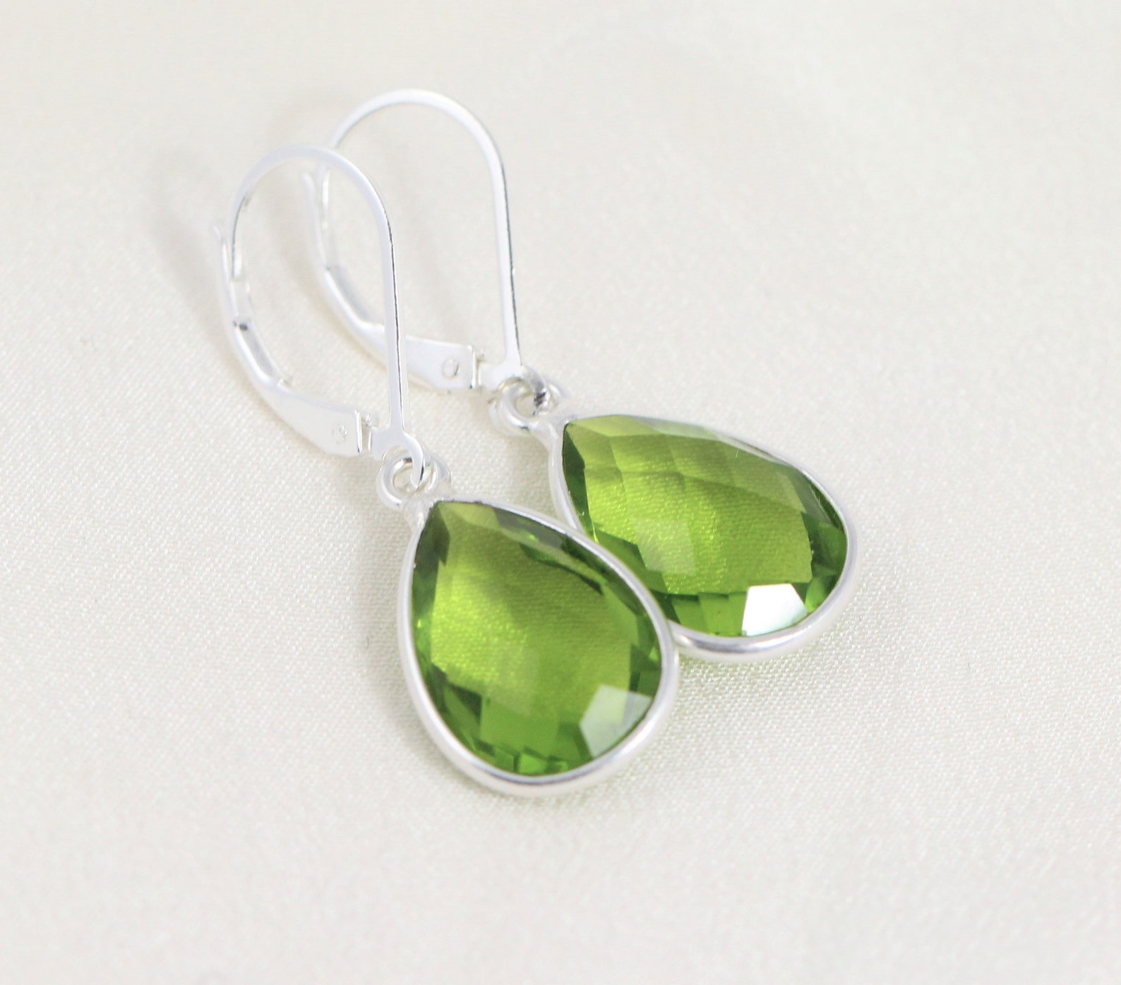 Sterling Silver Peridot Earrings August Birthstone Jewelry Etsy
