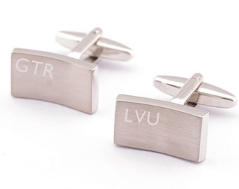 Curved Men's Cufflinks with Name Laser Engraving