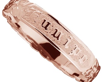 Bracciale hawaiano personalizzato in oro 14 carati, gioiello di famiglia con lettere in rilievo