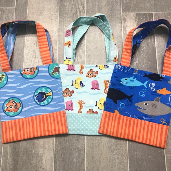 Toddler Mini tote bag, fish tote, shark bag, character tote bag, fabric tote bag, baby doll diaper bag, childrens tote bag, kids tote bag,
