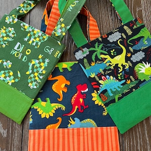 Toddler Mini tote, boys mini tote, Dinosaur Tote, Jurassic Land, Pixelated Dinosaur, gift bag, kids tote, fabric tote
