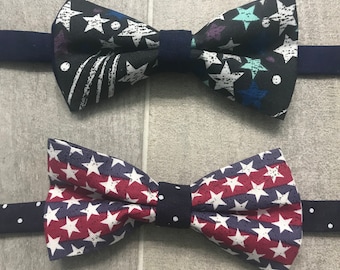Boys bow tie, patriotic bow tie,holiday flag, Fireworks bow tie, Independence Day bow tie, Boys necktie, childrens bow tie, casual bow tie,