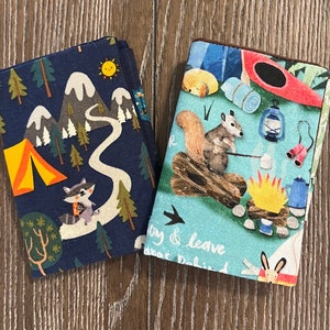 Cartera de tela, cartera para niños, cartera de tres pliegues, cartera para acampar, cartera para niños, animales del bosque