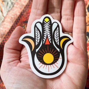 Hamsa Sticker, Vinyl Sticker, Colorful Hamsa Sticker, Protection Sticker, Hamsa Hand sticker, sticker for water bottle