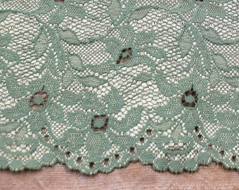 Groene elastische kant, groene passementen, vintage groene kant, oude vlecht, vintage fournituren, kant voor poppen, groene vlecht