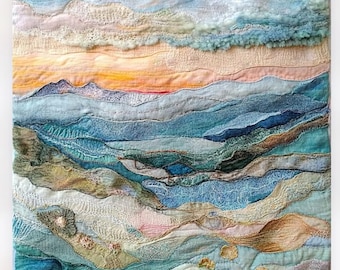 Digital textile art image – slow stitch inspired illustration – printable download