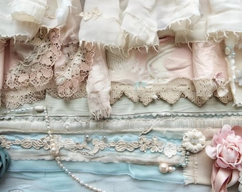 Textile inspired image – boho pink and blue collage – digital download