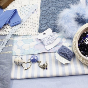 Kit Tissus Vintage et Fournitures Bleues – Couture, Broderie et Artisanat.
