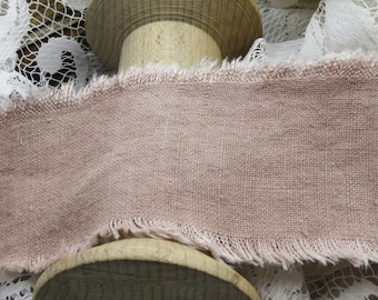 Hand-dyed pink ochre cotton ribbon