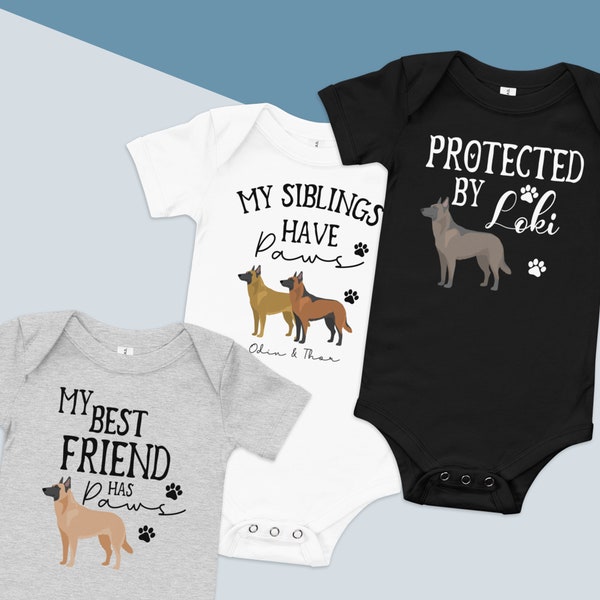 Custom malinois  Baby short sleeve one piece, working dog lover, belgian malinois owner gift,Baby Bodysuit, Funny Dog Lover Baby Clothes