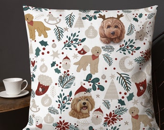 Doodle dog Christmas Premium Pillow,goldendoodle, labradoodle gift
