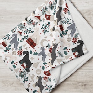 Schnauzer kerstdeken, schnauzer kerstcadeau, witte schnauzer, peper en zout schnauzer, dwergschnauzer