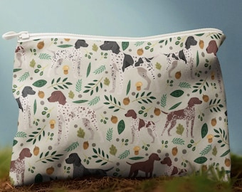 German Shorthaired Pointer Accessory Pouches, pointer  Makeup,  Liver and white pointer Cosmetic Bag, dog Toilet bag