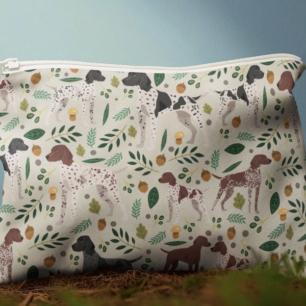 German Shorthaired Pointer Accessory Pouches, pointer  Makeup,  Liver and white pointer Cosmetic Bag, dog Toilet bag