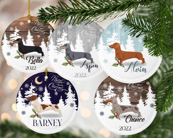 Custom Dachshund Christmas ornament, Personalized Dachshund guft, merle Dachshund ornament, pet memorial gift idea