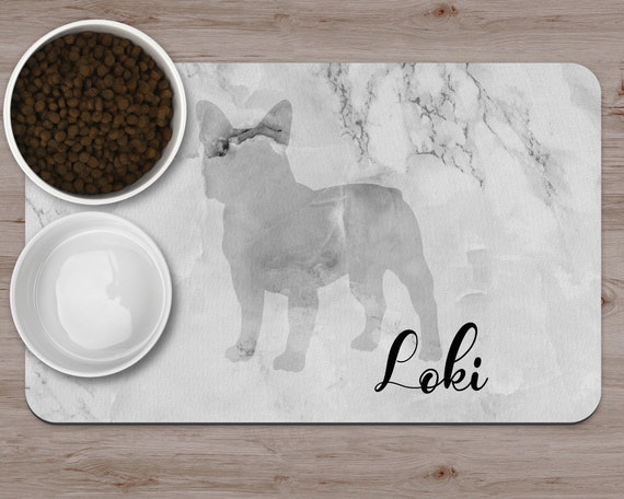 Black White French Bulldog Pet Feeding Mat Frenchie