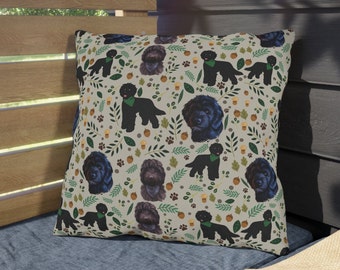Black doodle Christmas  Premium Pillow,  black labradoodle , goldendoodle