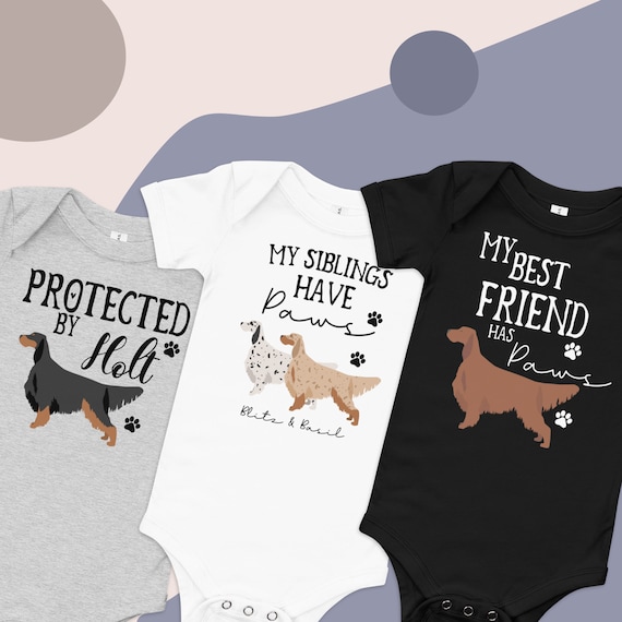 Custom Setters Baby short sleeve one piece, Irish setter, Gordon setter, english setter