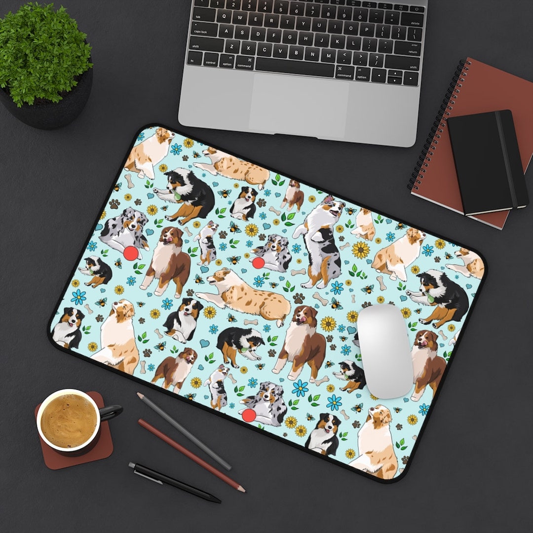 Australian Shepherd Desk Mat, Aussie Mousepad, Mini Aussie Mom Gift