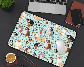 Australian shepherd Desk Mat, Aussie mousepad, mini aussie mom gift, aussie home decor, christmas aussie gift idea