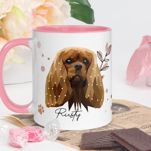 Custom Ruby Cavalier king charles spaniel mug, Personalized cavalier grandma gift, christmas spaniel coffee mug