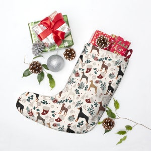 Doberman Christmas Stockings , brown doberman ornament
